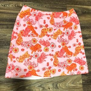Vintage Lilly Pulitzer Tango Tiger Print Cotton Mini Skirt size 10
